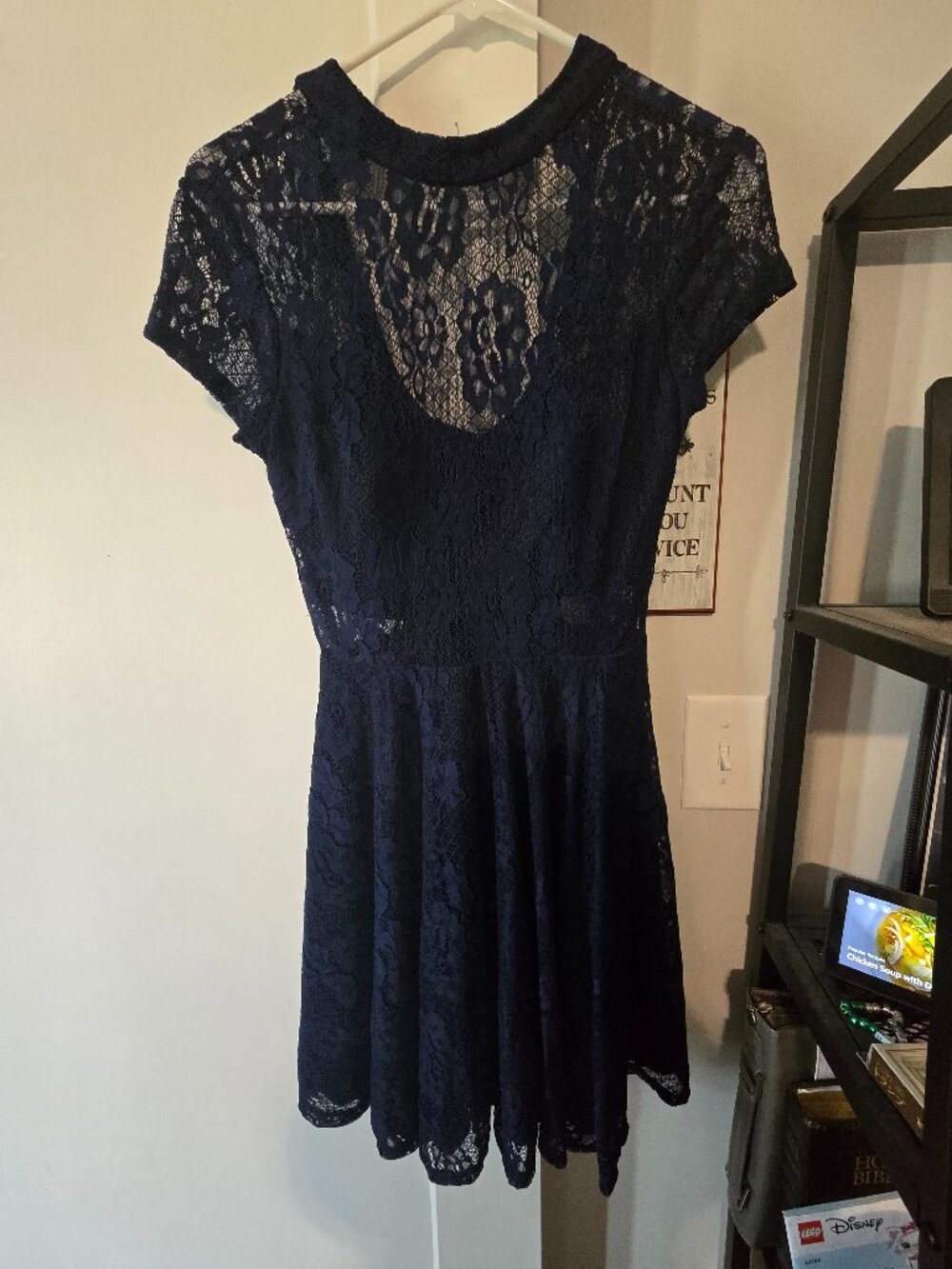 Blue Floral Lace City Triangle Dress